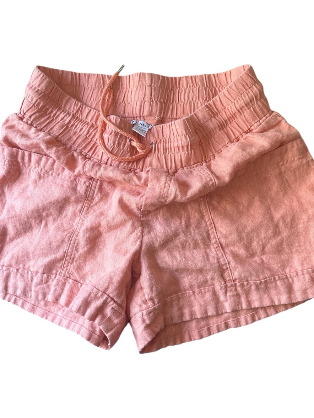 Athleta Coral-Pink High-Waist Linen-Blend Pull-On Shorts